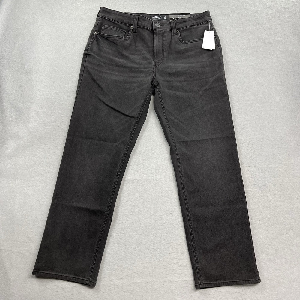Buffalo David Bitton Jeans Mens 34x30 Black Denim Pants Relaxed Straight Driven - Picture 1 of 15